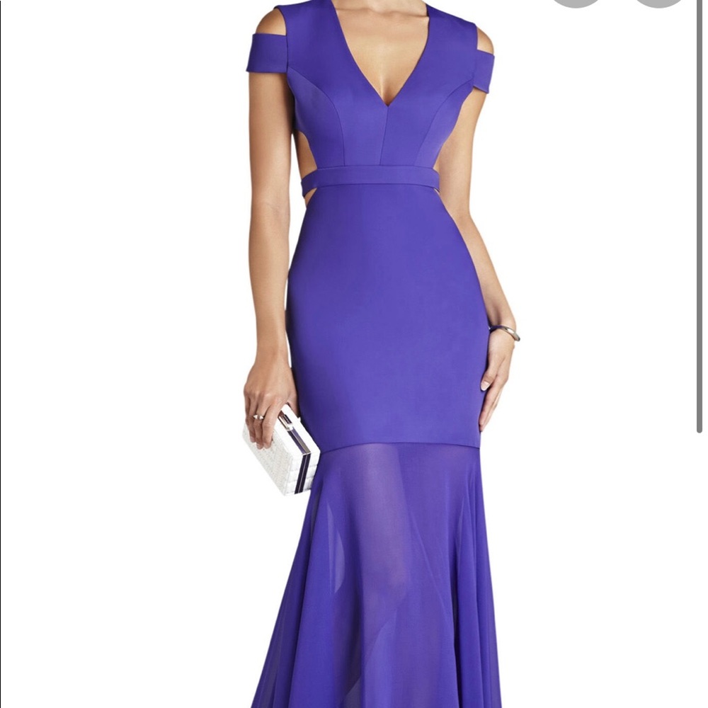 BCBGMAXAZRIA Purple Ava Cutout Cage Gown Dress